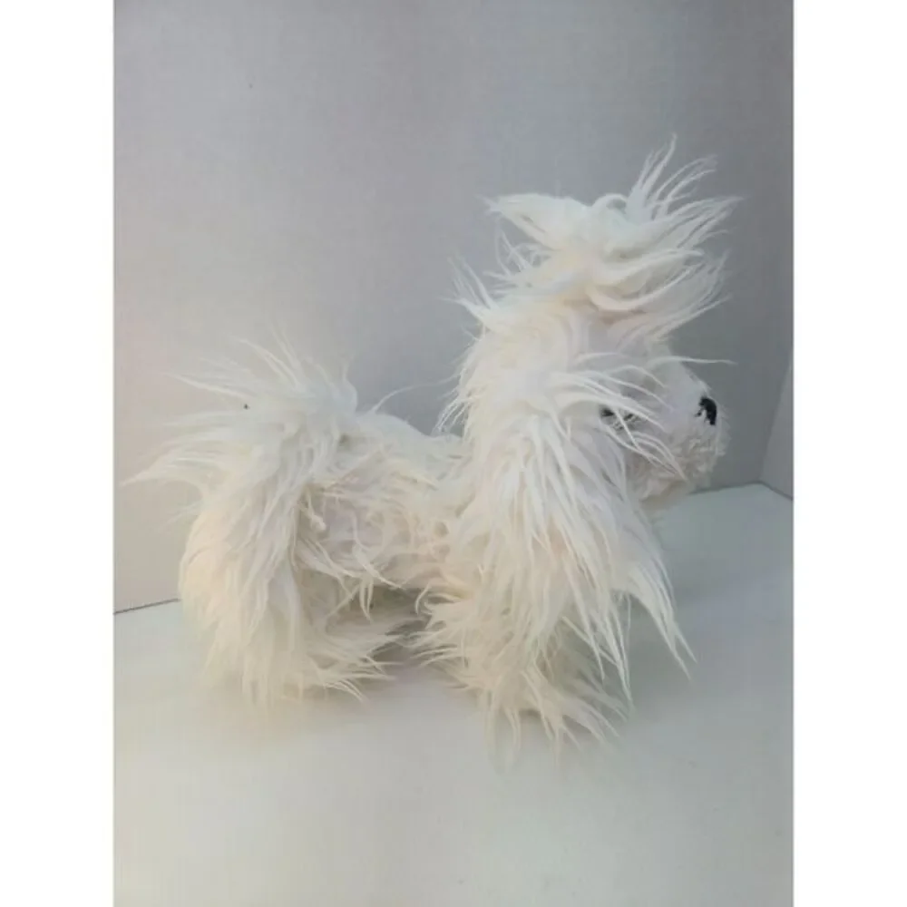 Battat White Yorkie 10"‎ Fluffy Puppy Dog Plush Stuffed Long Hair Pink Bow - Picture 3 of 4